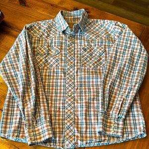 Men's Wrangler Plaid Shirt - Blue and Brown